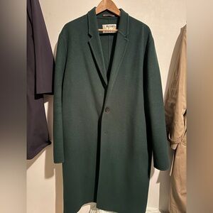 Acne Oversized Dark Green Wool Single-Button Pea Coat